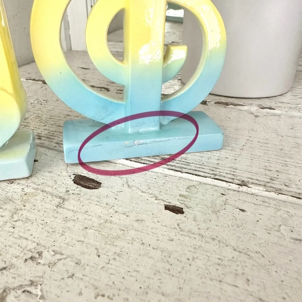 Vintage Fitz & Floyd Music Note Treble Clef Pastel Color Bud Flower Vases Japan